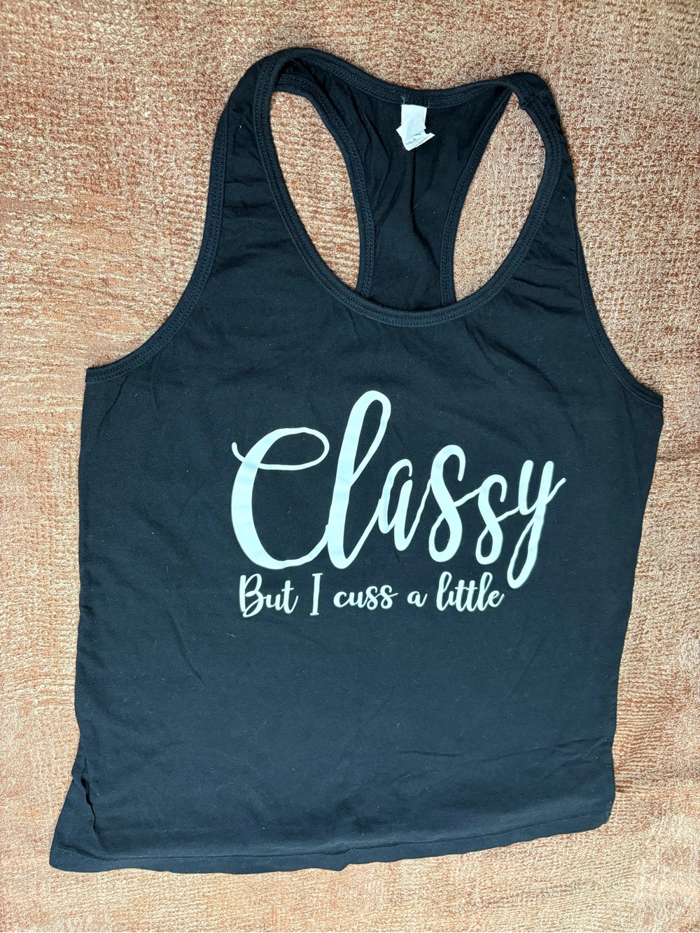 Bella Canvas Black Tank Top with White Script - "Classy But I Cuss a Little"
